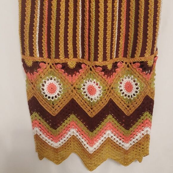 NWT SO Goods for Life Women's Skirt XS Brown Orange Crochet Knit Midi Boho - Picture 7 of 16